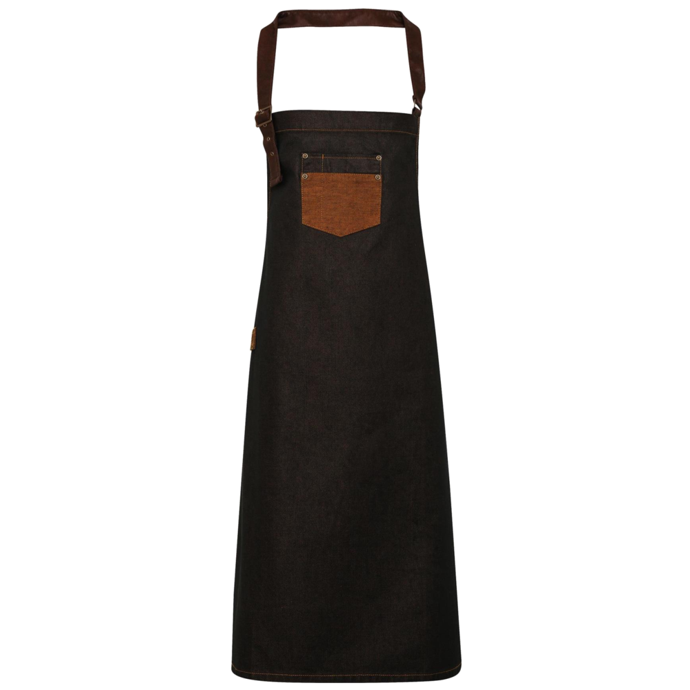 Premier DivisionWaxed look denim bib apron with faux leather PR136