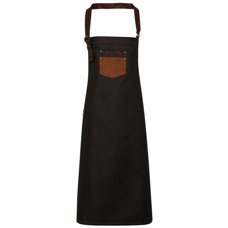 Premier DivisionWaxed look denim bib apron with faux leather PR136