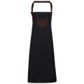 Premier DivisionWaxed look denim bib apron with faux leather PR136