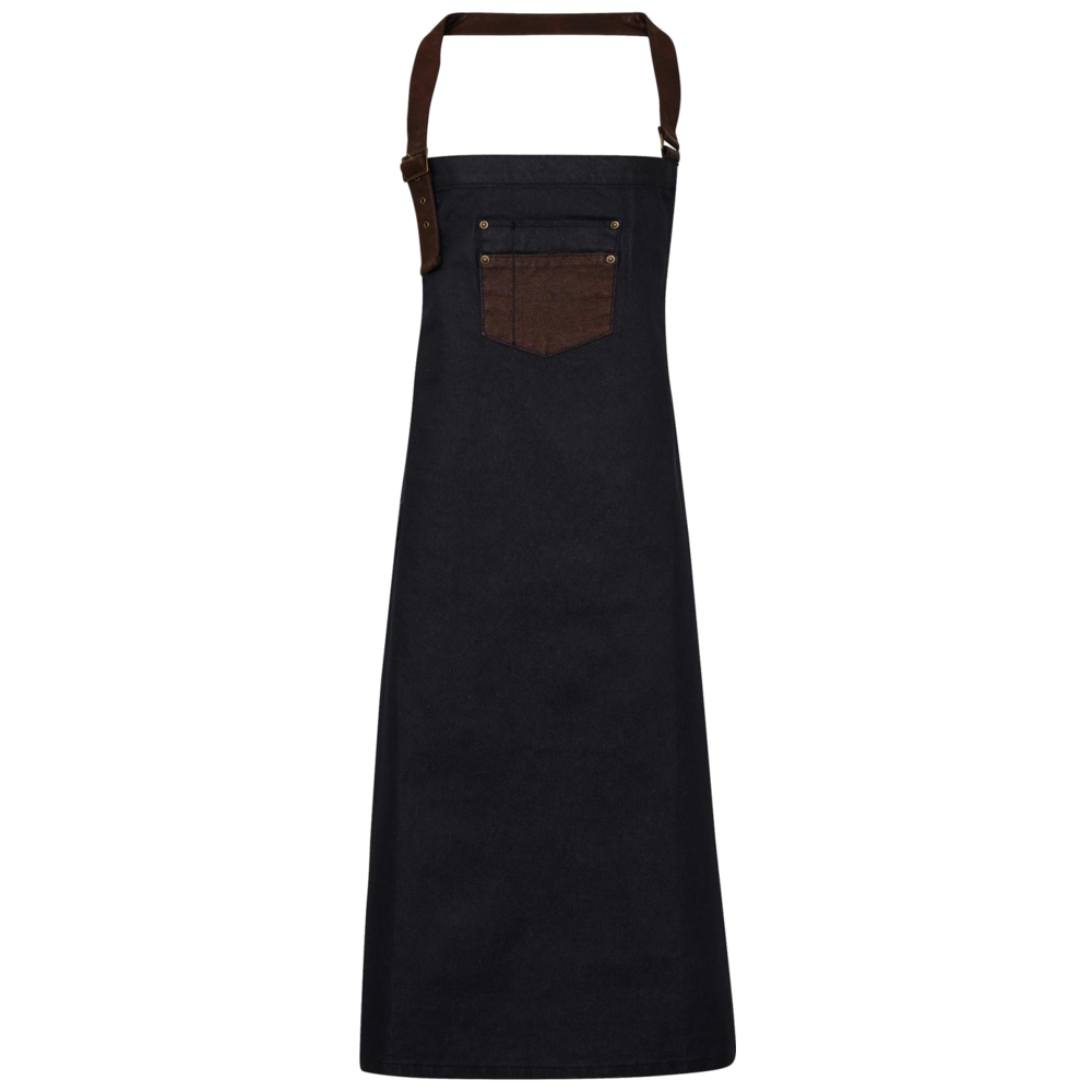 Premier DivisionWaxed look denim bib apron with faux leather PR136