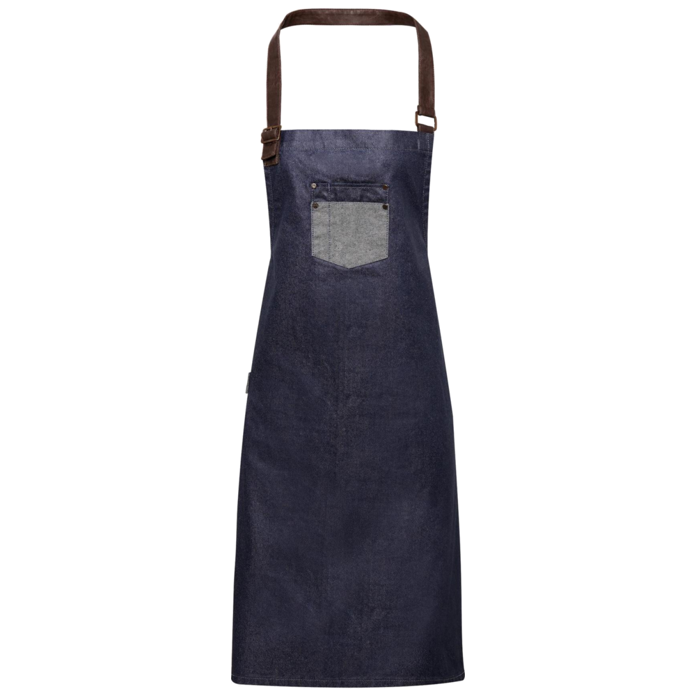 Premier DivisionWaxed look denim bib apron with faux leather PR136
