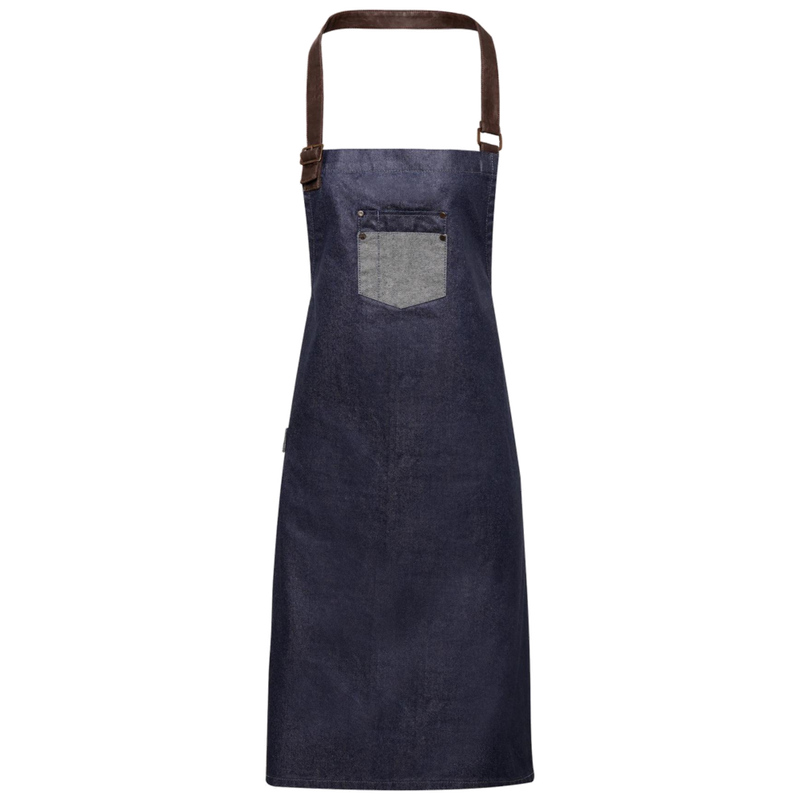 Premier DivisionWaxed look denim bib apron with faux leather PR136