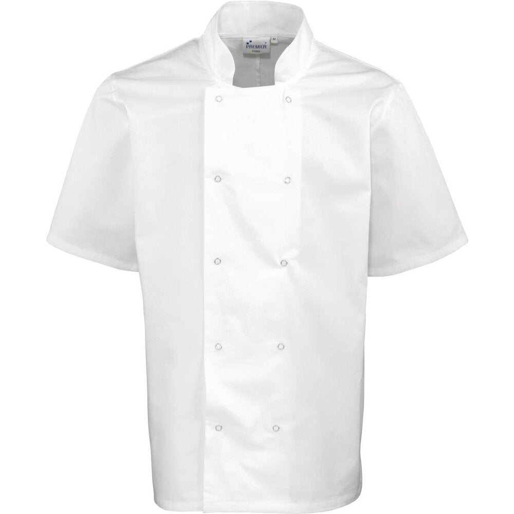 Premier Studded Front Short Sleeve Chefs Jacket PR664