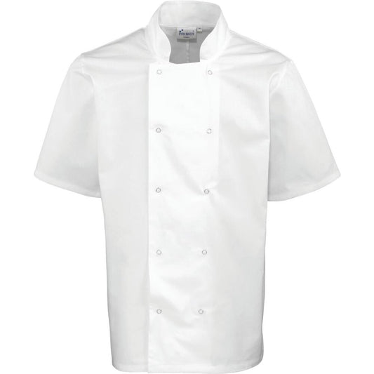 Premier Studded Front Short Sleeve Chefs Jacket PR664