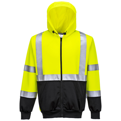 Portwest Hi-Vis zweifarbiger Kapuzenpullover mit Reißverschluss CL.3 B315