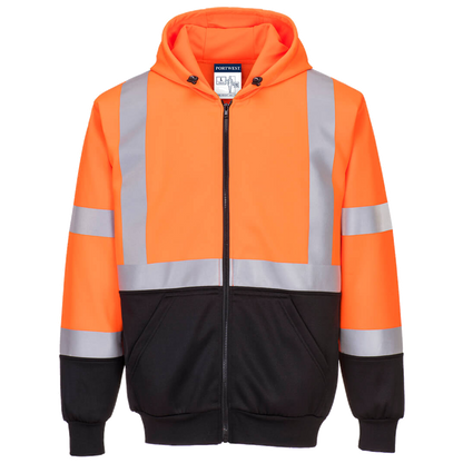 Portwest Hi-Vis zweifarbiger Kapuzenpullover mit Reißverschluss CL.3 B315