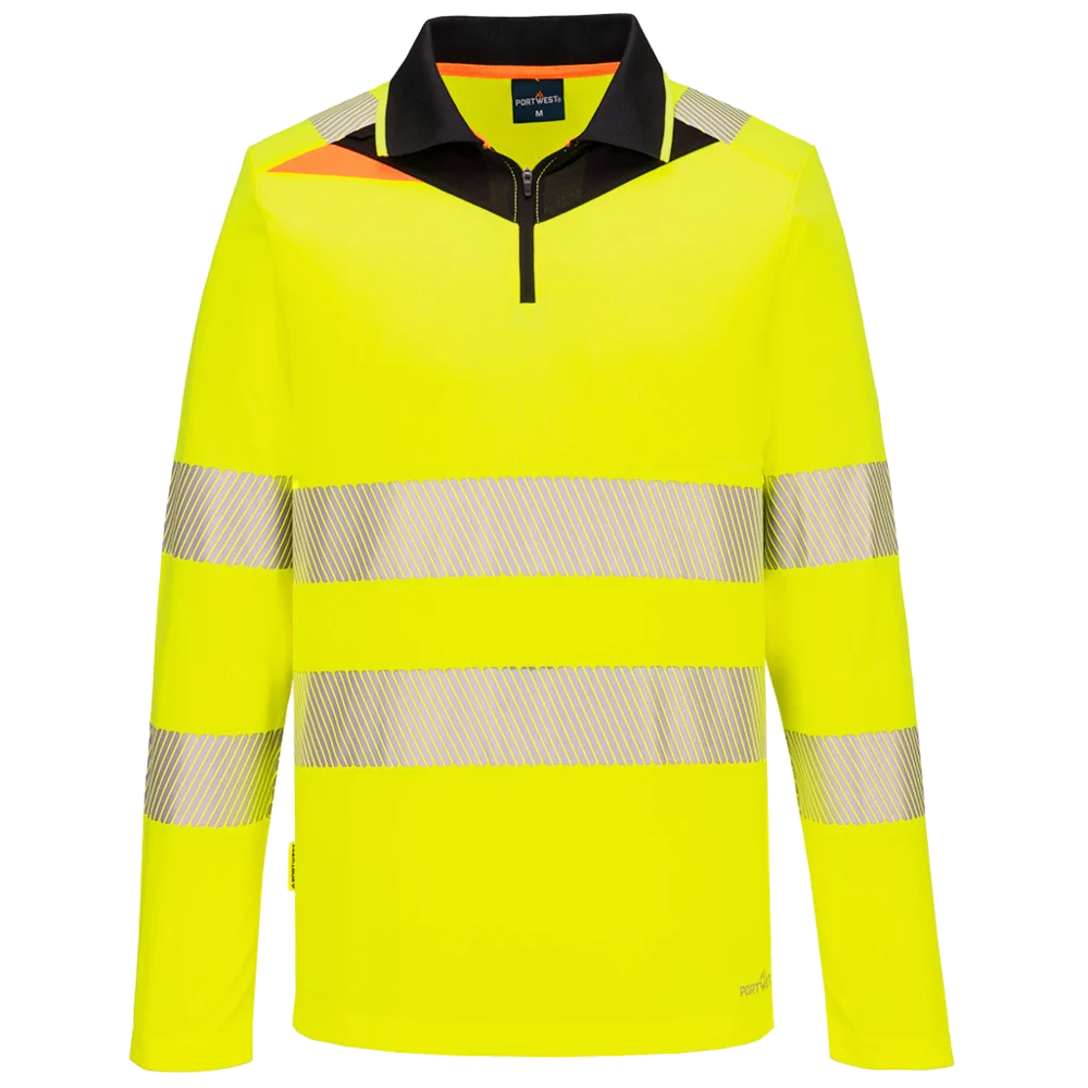 Portwest DX4 Hi-Vis Polo Langarmshirt mit Reißverschluss DX419
