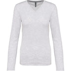 Kariban Damen-T-Shirt mit V-Ausschnitt und langen Ärmeln K382