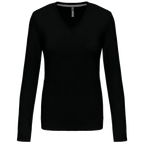 Kariban Damen-T-Shirt mit V-Ausschnitt und langen Ärmeln K382