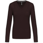 Kariban Damen-T-Shirt mit V-Ausschnitt und langen Ärmeln K382