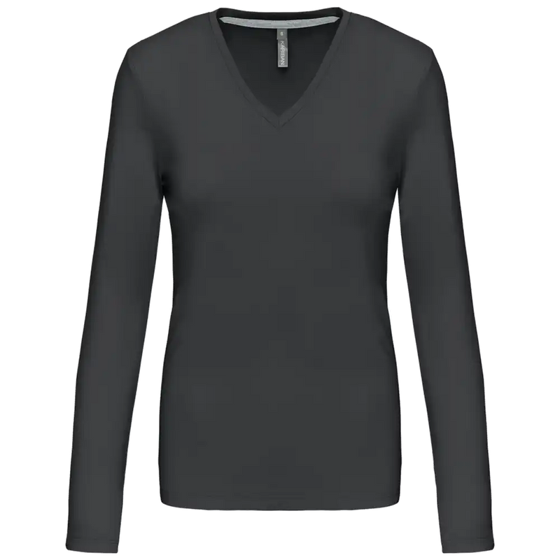 Kariban Dames t-shirt V-hals lange mouwen K382