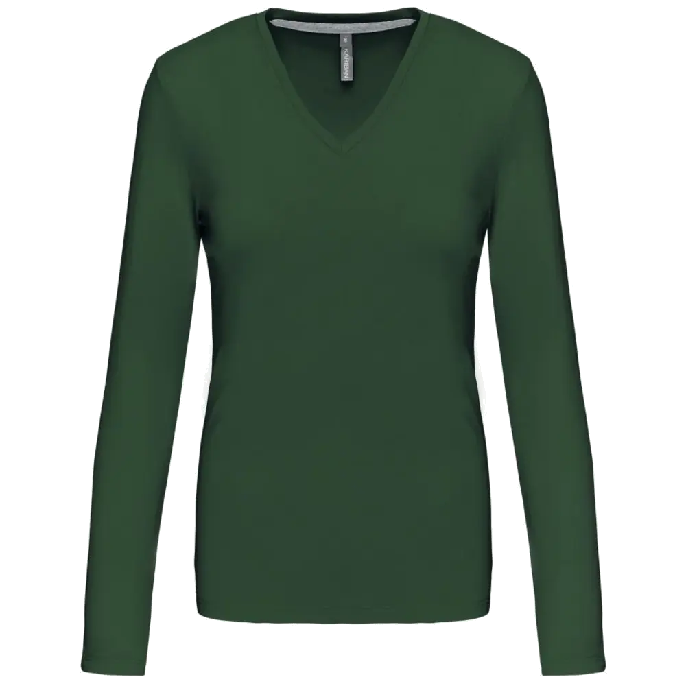 Kariban Damen-T-Shirt mit V-Ausschnitt und langen Ärmeln K382