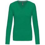 Kariban Damen-T-Shirt mit V-Ausschnitt und langen Ärmeln K382