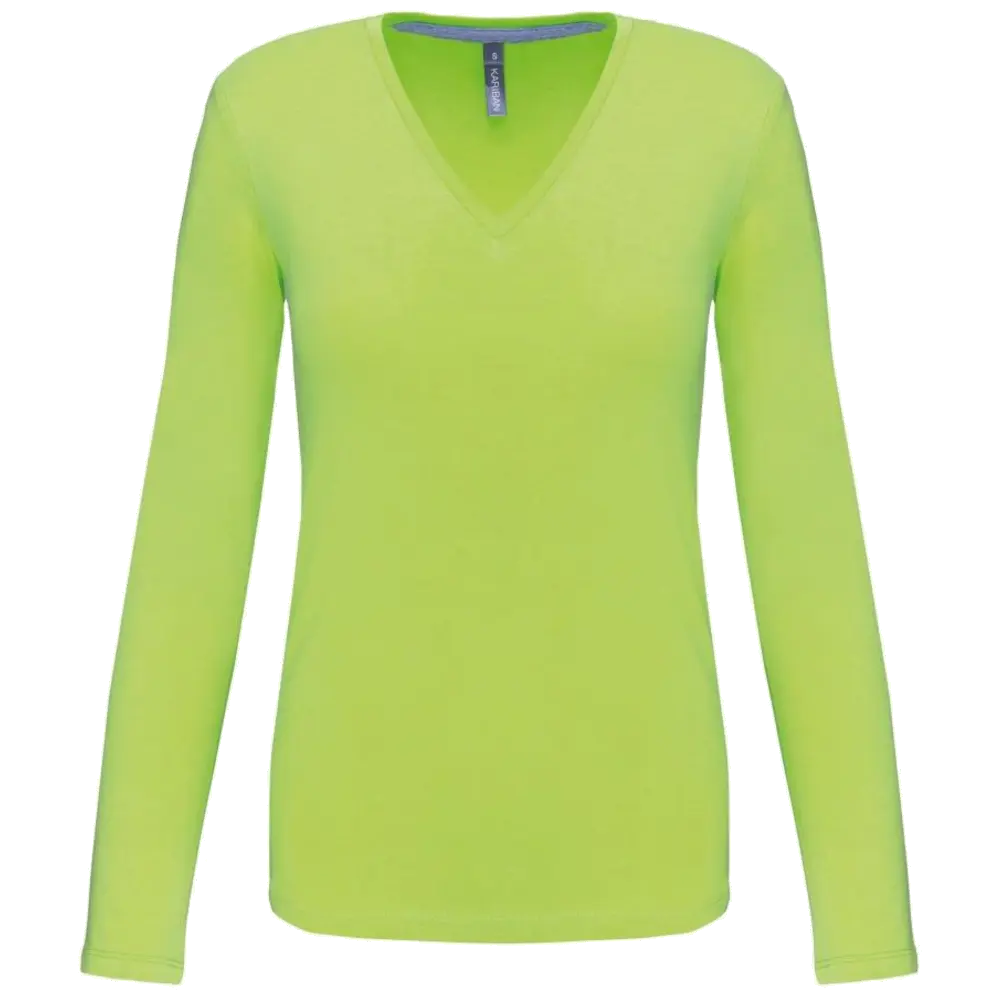Kariban Damen-T-Shirt mit V-Ausschnitt und langen Ärmeln K382