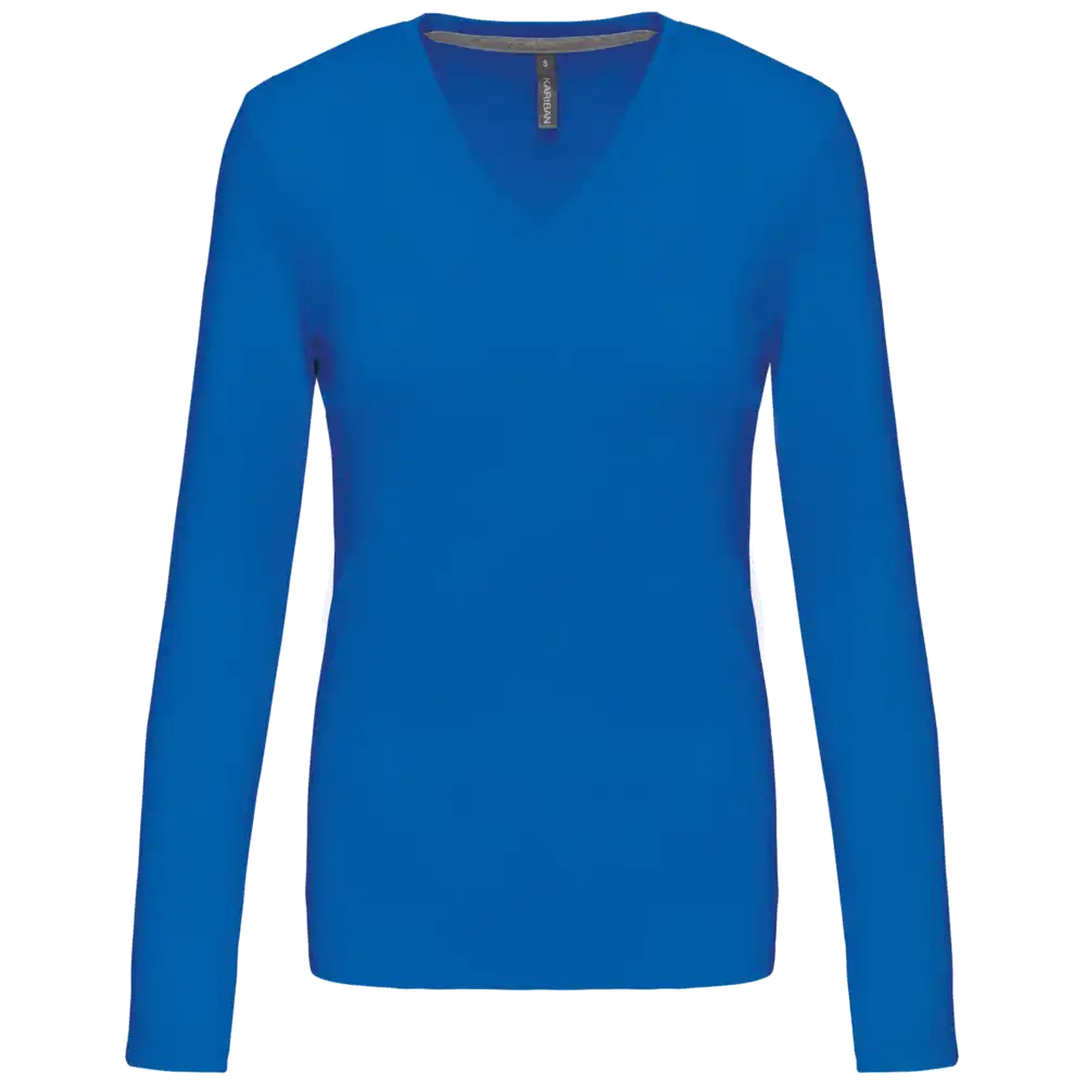 Kariban Damen-T-Shirt mit V-Ausschnitt und langen Ärmeln K382