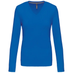 Kariban Damen-T-Shirt mit V-Ausschnitt und langen Ärmeln K382
