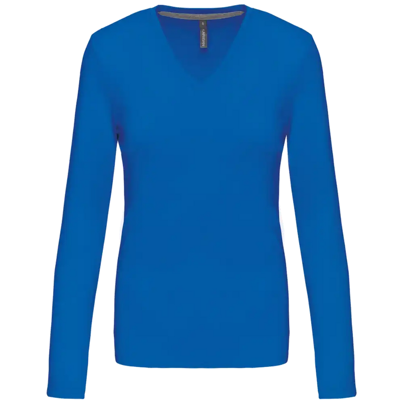 Kariban Dames t-shirt V-hals lange mouwen K382