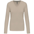 Kariban Damen-T-Shirt mit V-Ausschnitt und langen Ärmeln K382