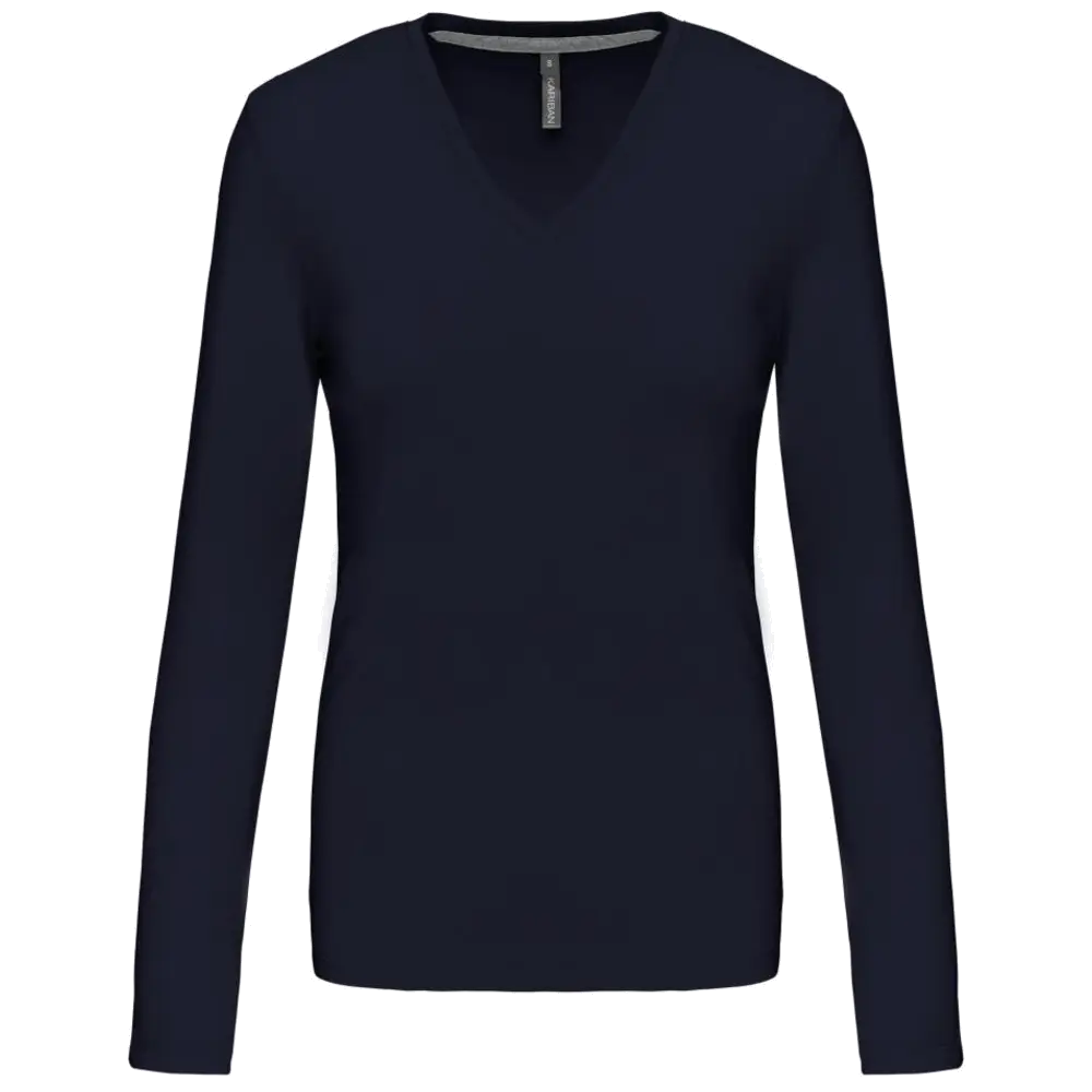 Kariban Damen-T-Shirt mit V-Ausschnitt und langen Ärmeln K382