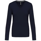 Kariban Damen-T-Shirt mit V-Ausschnitt und langen Ärmeln K382