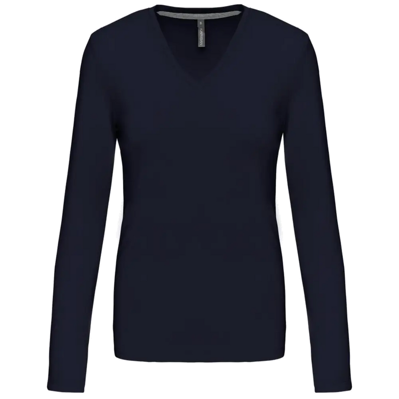 Kariban Dames t-shirt V-hals lange mouwen K382
