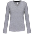 Kariban Damen-T-Shirt mit V-Ausschnitt und langen Ärmeln K382