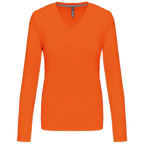 Kariban Damen-T-Shirt mit V-Ausschnitt und langen Ärmeln K382
