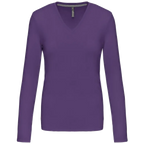 Kariban Damen-T-Shirt mit V-Ausschnitt und langen Ärmeln K382