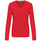 Kariban Damen-T-Shirt mit V-Ausschnitt und langen Ärmeln K382