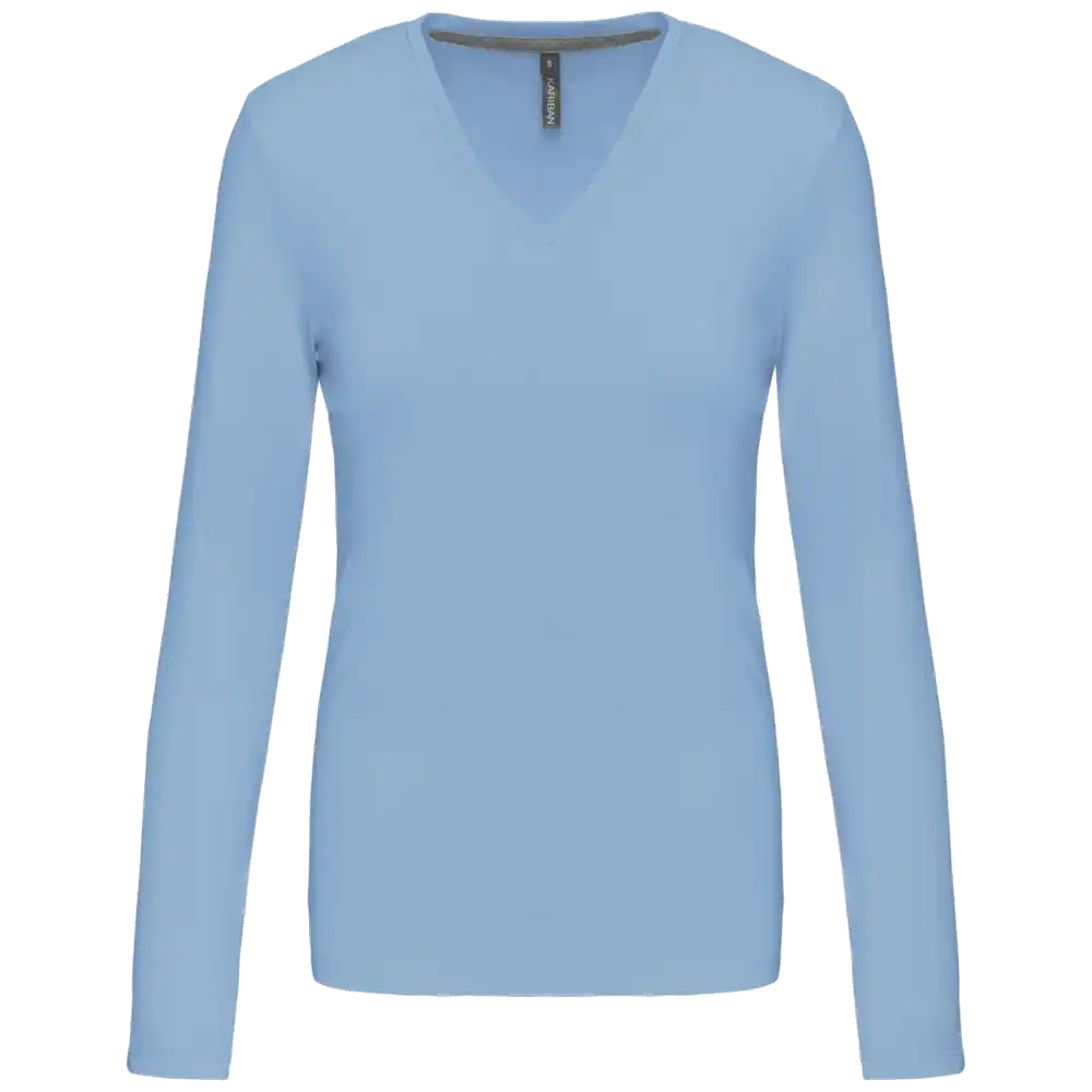 Kariban Damen-T-Shirt mit V-Ausschnitt und langen Ärmeln K382