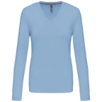 Kariban Damen-T-Shirt mit V-Ausschnitt und langen Ärmeln K382