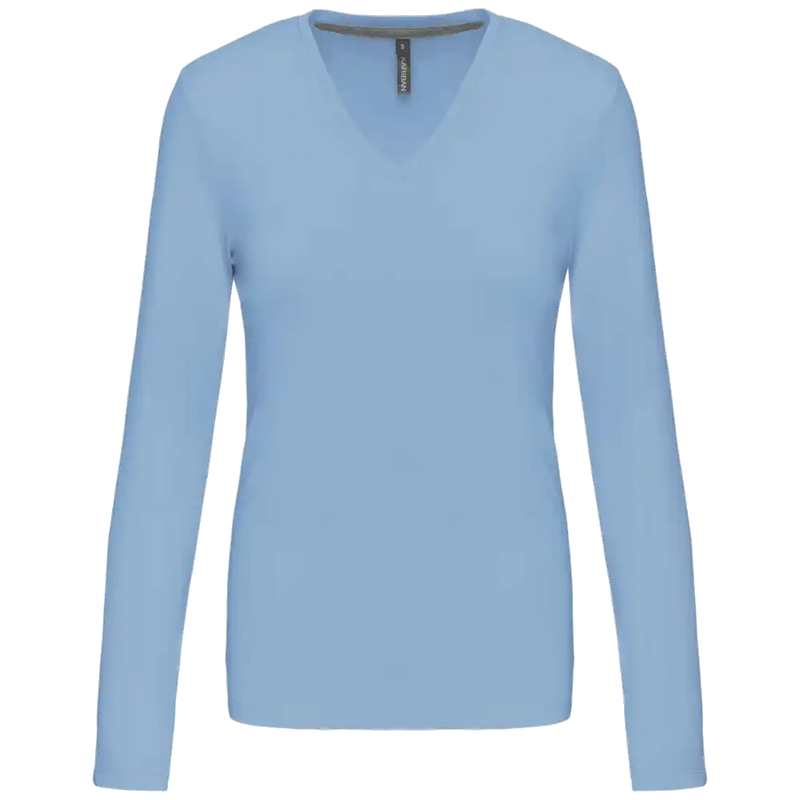 Kariban Dames t-shirt V-hals lange mouwen K382