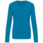 Kariban Damen-T-Shirt mit V-Ausschnitt und langen Ärmeln K382