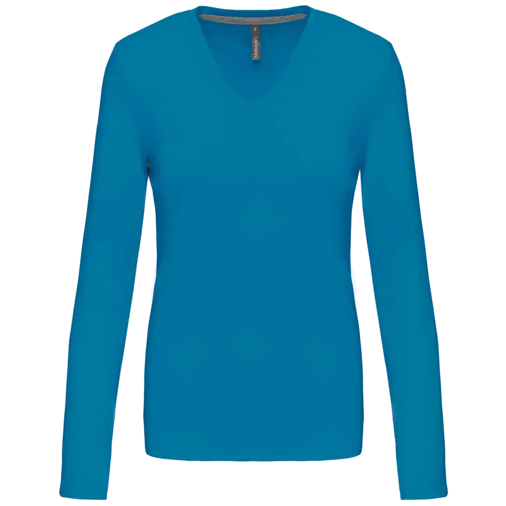 Kariban Damen-T-Shirt mit V-Ausschnitt und langen Ärmeln K382