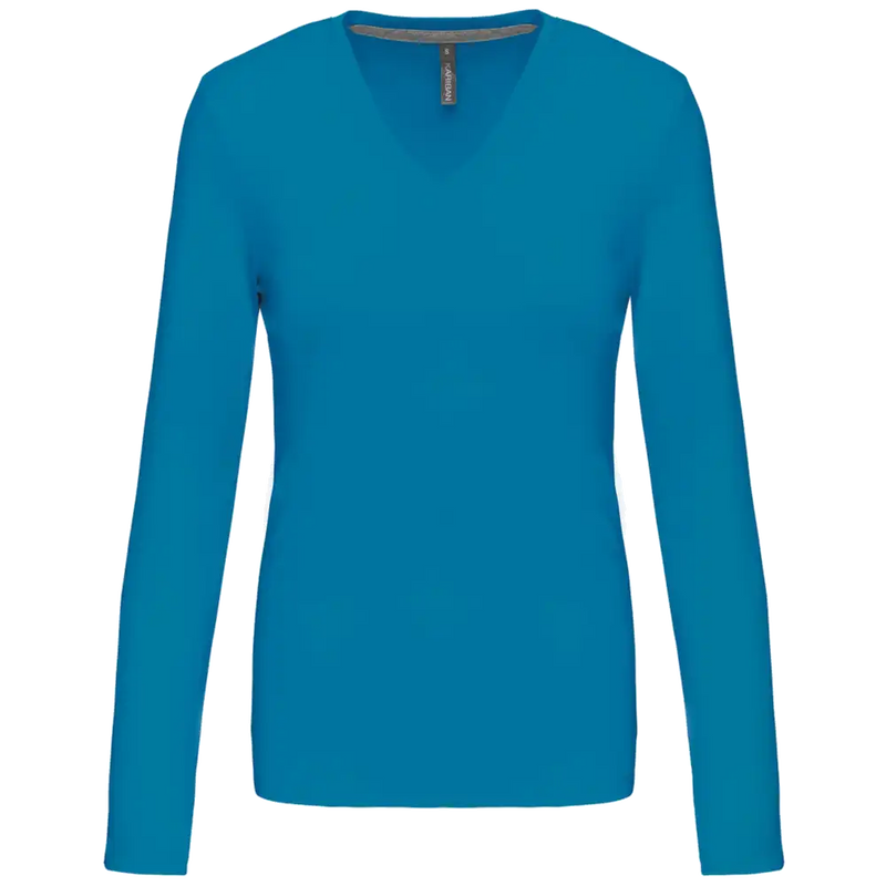 Kariban Dames t-shirt V-hals lange mouwen K382