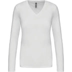 Kariban Damen-T-Shirt mit V-Ausschnitt und langen Ärmeln K382