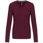 Kariban Damen-T-Shirt mit V-Ausschnitt und langen Ärmeln K382