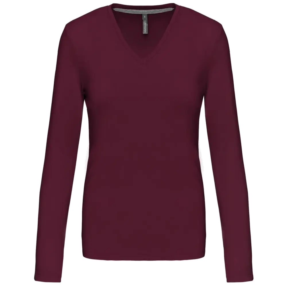 Kariban Damen-T-Shirt mit V-Ausschnitt und langen Ärmeln K382