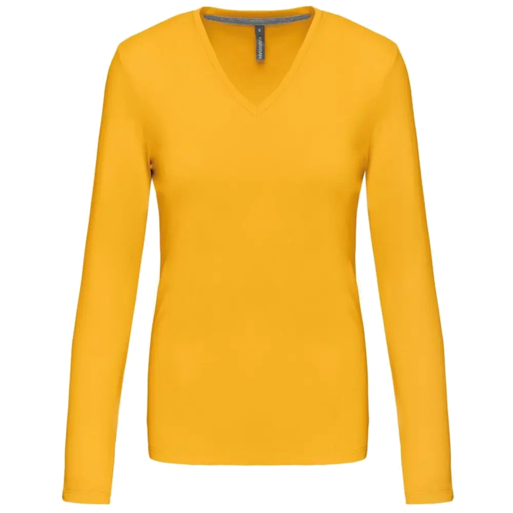 Kariban Damen-T-Shirt mit V-Ausschnitt und langen Ärmeln K382
