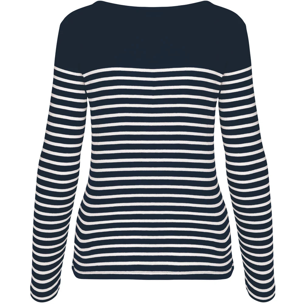 Kariban gestreiftes Damen-Langarm-T-Shirt K386