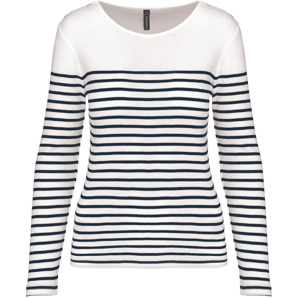 Kariban gestreiftes Damen-Langarm-T-Shirt K386