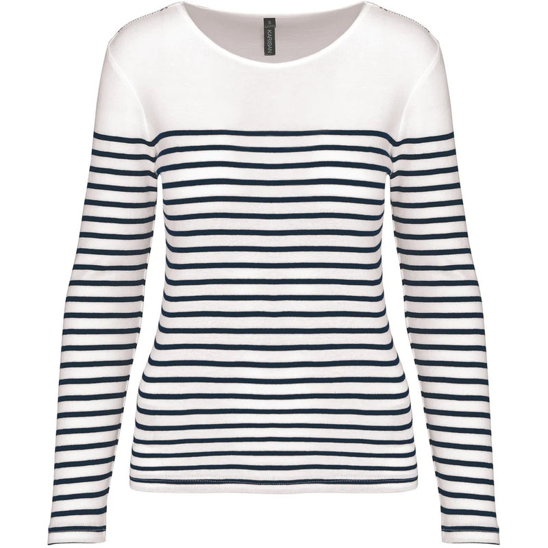 Kariban gestreiftes Damen-Langarm-T-Shirt K386