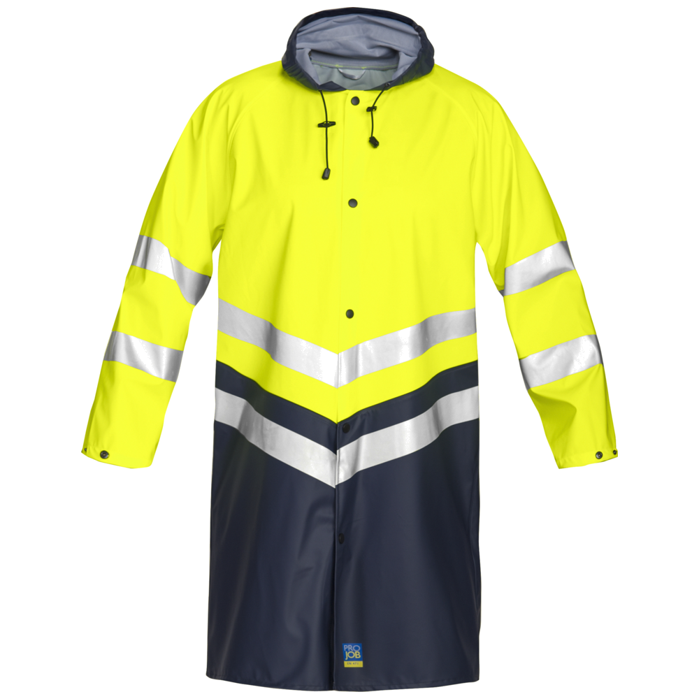 Projob Workwear 6403 Langer Hi-Vis-Regenmantel EN ISO 20471 Klasse 3 646403