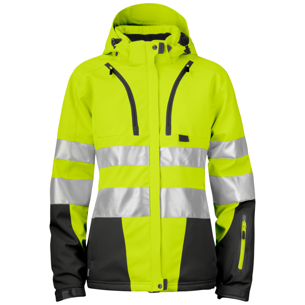 Projob Workwear 6424 Gevoerde Signalisatiesoftshell EN ISO 20471 Klasse 3 Dames 646424