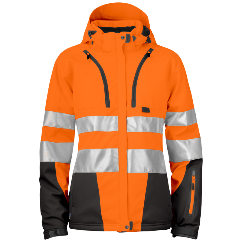 Projob Workwear 6424 Gevoerde Signalisatiesoftshell EN ISO 20471 Klasse 3 Dames 646424