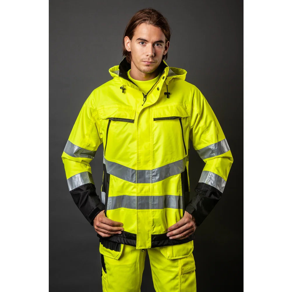 Projob Prio 6441 gefütterter Hi-Vis-Regenmantel EN ISO 20471 Klasse 3 646441