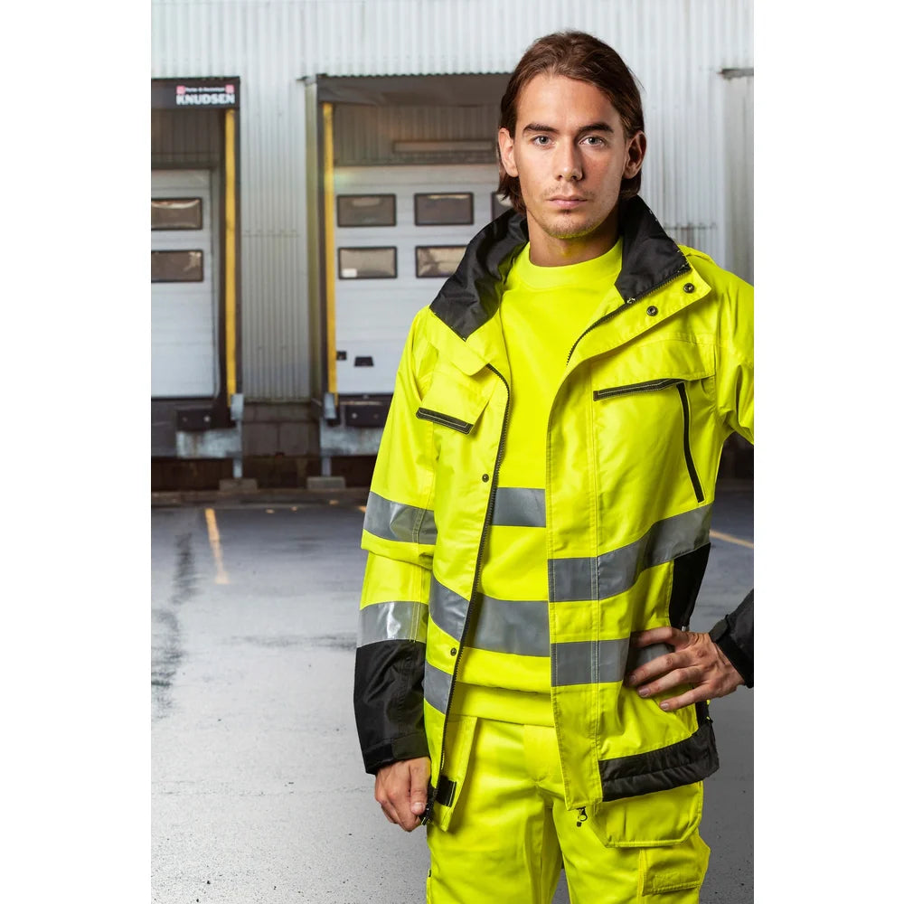 Projob Prio 6441 gefütterter Hi-Vis-Regenmantel EN ISO 20471 Klasse 3 646441