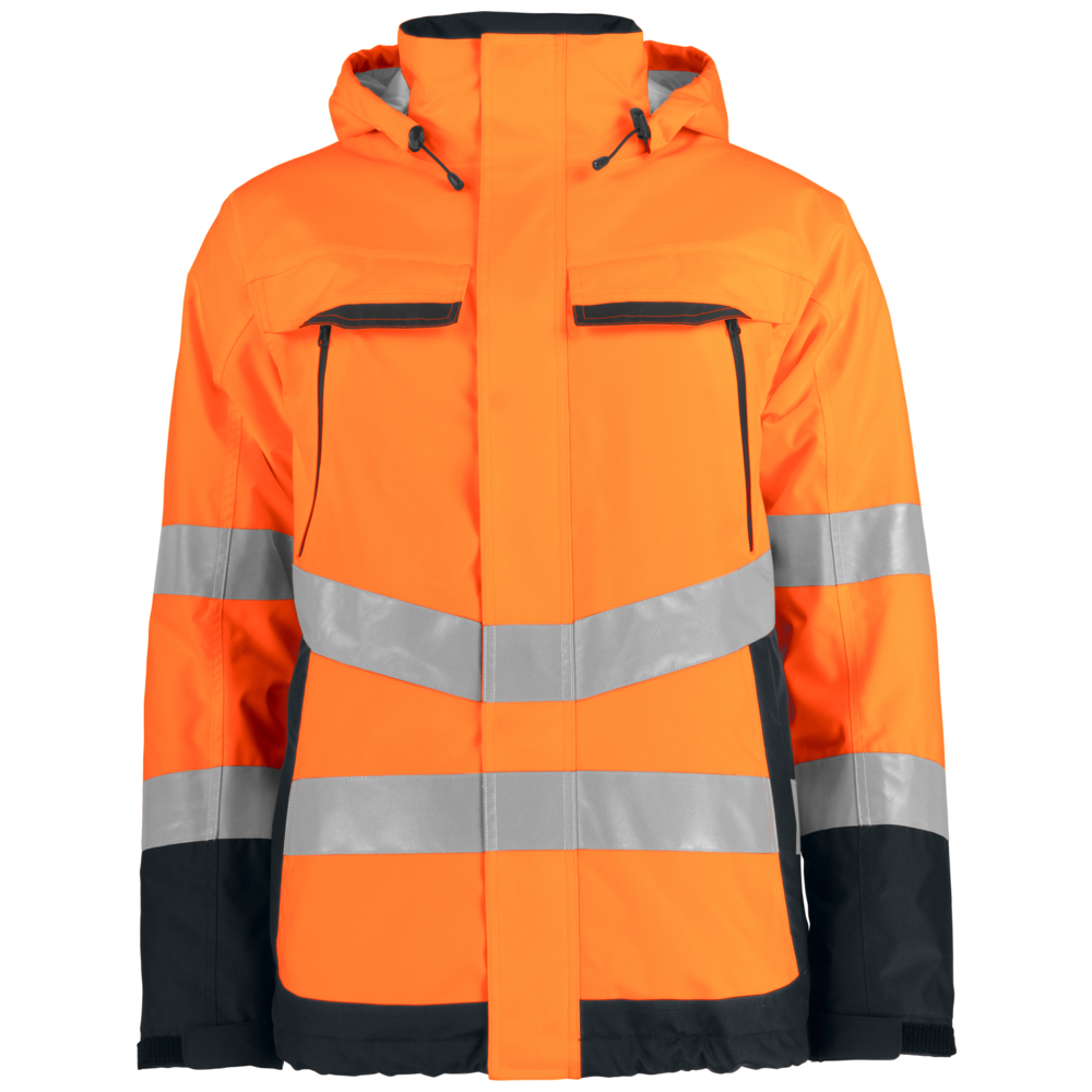 Projob Prio 6441 gefütterter Hi-Vis-Regenmantel EN ISO 20471 Klasse 3 646441