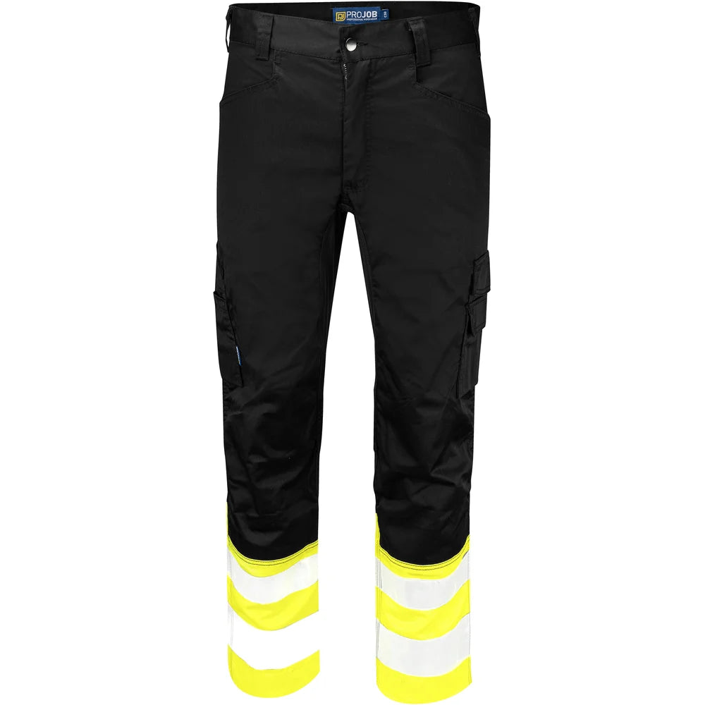 Projob Prio 6537 Hi-vis Stretch Pants with Knee Pockets EN ISO 20471 Class 1 646537