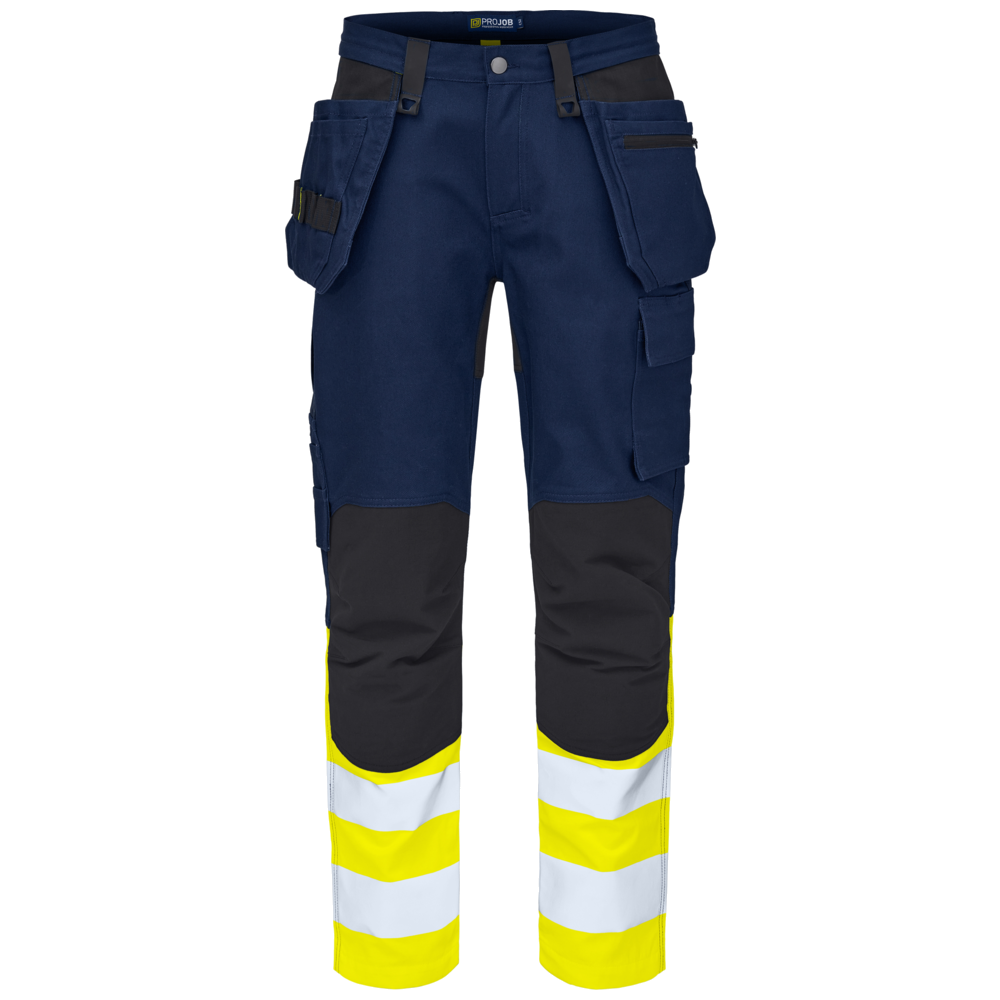 Projob Workwear 6560 Signalisatie Stretchbroek Met Kniezakken En Spijkerzakken EN ISO 20471 Klasse 1 646560